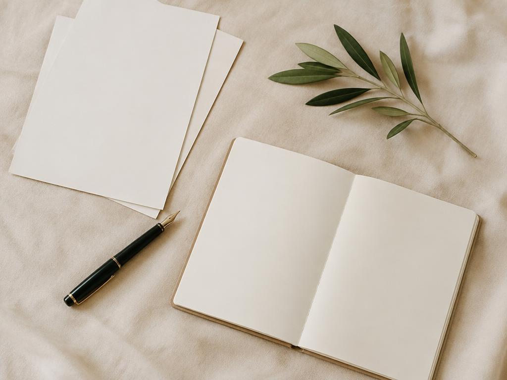書類とノート、万年筆が置かれた仕事机